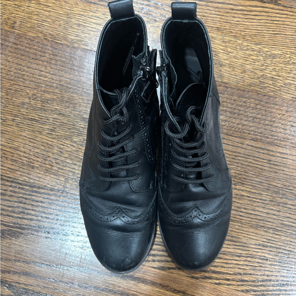 Black Lace-Up Ankle Boots